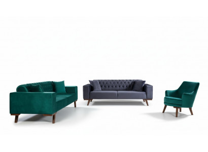 Canapé-Set 3+3+1 Sëtz Wunnzëmmersstil Canapé Sofa Violett Téirkis