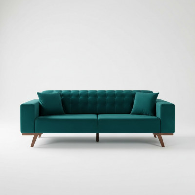 Schwaarzt Sofa 3-Sëtzer Textil Couch Drësëtzer Polstermöbel