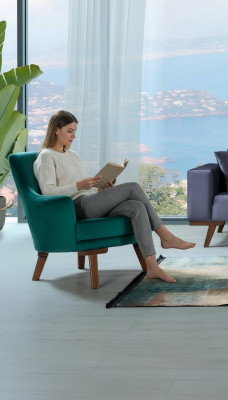 Wunnzëmmer Fotell Sëtz 1 Sëtz Stoff Polyester Stil Modern Design gréng Faarf