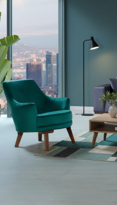 Wunnzëmmer Fotell Sëtz 1 Sëtz Stoff Polyester Stil Modern Design gréng Faarf