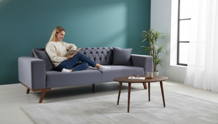 Design Sofa Dräisëtzer Modern Couch gro Möbel Polster Holz