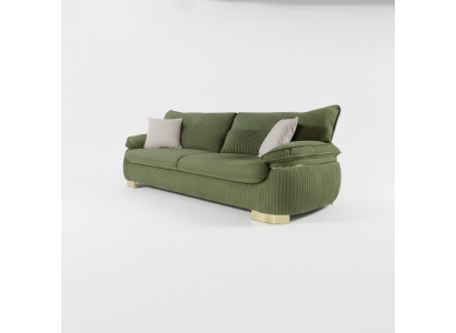 Modern Textilsofa 3-Sëtz Couche Dräisëtzer Polstermöbel Faarf Gréng