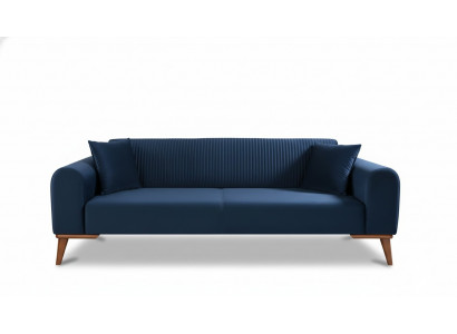 Elegante blo Dräisëtzer Couch Sofa Stuff Sëtzmiwwel Samett