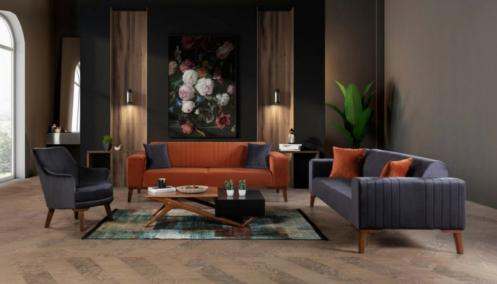 Sofa Garnitur Sofa Garnitur Sofen 3+3+1 Sëtz Stoff 3stéck Canapé Set Polstersëtzer Textil