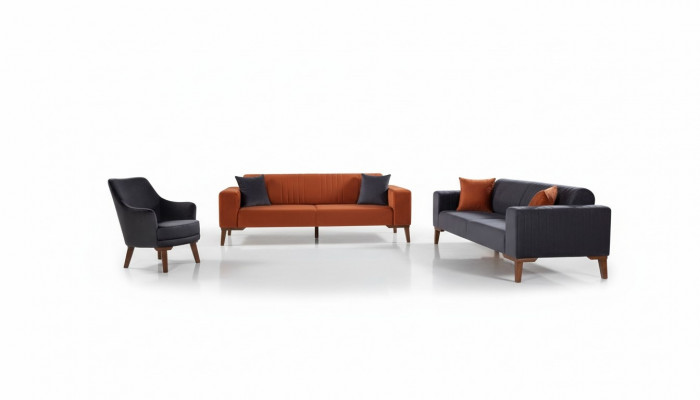 Sofa Garnitur Sofa Garnitur Sofen 3+3+1 Sëtz Stoff 3stéck Canapé Set Polstersëtzer Textil