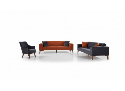 Sofa Garnitur Sofa Garnitur Sofen 3+3+1 Sëtz Stoff 3stéck Canapé Set Polstersëtzer Textil