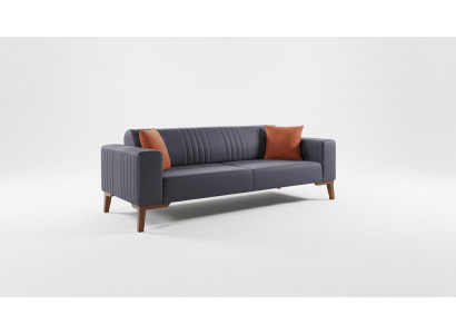 Grau Dräisëtzeger Canapé Elegant Sofa Sëtzmiwwel Wunnzëmmer Samt