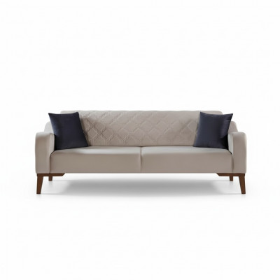Beige Dräisëtzer Canapé Elegant Canapé Wunnzëmmer Sëtzmiwwel Samett