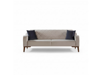 Beige Dräisëtzer Canapé Elegant Canapé Wunnzëmmer Sëtzmiwwel Samett