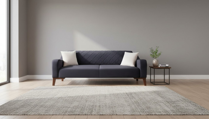 Elegant schwaarz dräisëtzer Canapé Sofa Wunnzëmmer Sëtzmébel Samt
