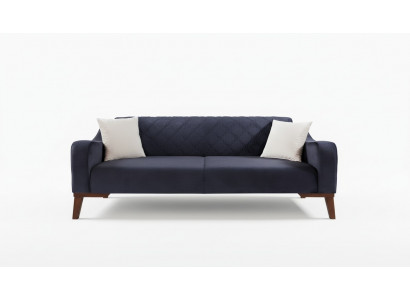 Elegant schwaarz dräisëtzer Canapé Sofa Wunnzëmmer Sëtzmébel Samt