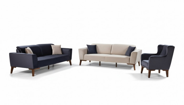 Sofagarnitur 3+3+1 Sëtz Sofa Couchgarnitur Textil Sesselen Wunnzëmmer