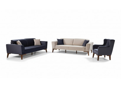Sofagarnitur 3+3+1 Sëtz Sofa Couchgarnitur Textil Sesselen Wunnzëmmer