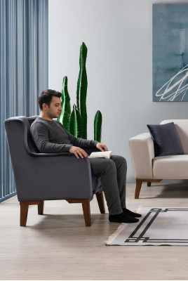 Luxus Still 1-Seetzer Designer Still Einsëtzer Textil Polstersmoyen Möbel