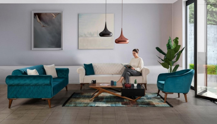 Luxus Sofagarnitur 3+3+1 Sëtz Drësëtzer Sofa Stoff Textil Stil Fauteuil