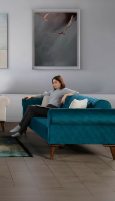 Türkis Dräisëtzer Canapé Elegante Sofa Wunnzëmmer Sëtzmöbel Samt