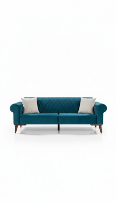 Türkis Dräisëtzer Canapé Elegante Sofa Wunnzëmmer Sëtzmöbel Samt