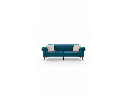 Türkis Dräisëtzer Canapé Elegante Sofa Wunnzëmmer Sëtzmöbel Samt