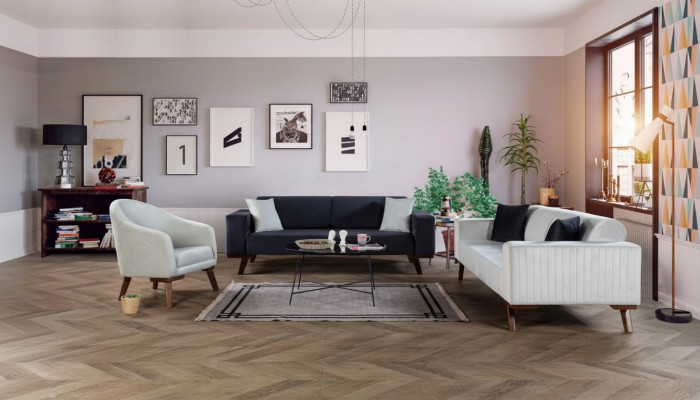 Luxus Sofasett Dräisëtzer 3+3+1 Sëtz Stoff Sofa Fautteuil Textil Stil