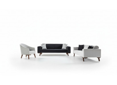 Luxus Sofasett Dräisëtzer 3+3+1 Sëtz Stoff Sofa Fautteuil Textil Stil