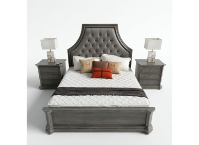 Schlofkummer Set Bett + 2x Nuetsdësch Better Duebelbett Miwwelen Chesterfield Nei