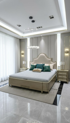 Design Doppel Hotel Better Schlofzëmmer Holz Miwwelen Bett Polster Holz 180x200 Nei