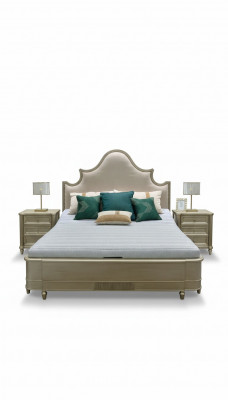 Design Doppel Hotel Better Schlofzëmmer Holz Miwwelen Bett Polster Holz 180x200 Nei