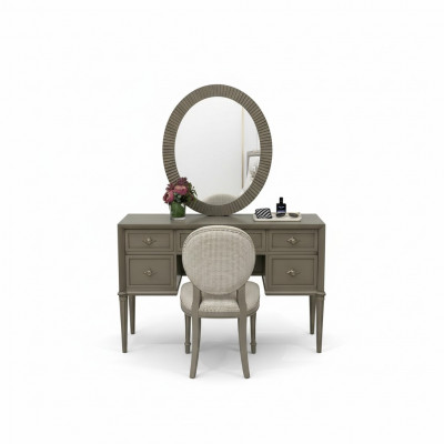 Make-up Dësch Spigel Hocker Luxus Komplett Schlofzëmmer Set 3-deelech Holzkonsolen
