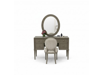 Make-up Dësch Spigel Hocker Luxus Komplett Schlofzëmmer Set 3-deelech Holzkonsolen