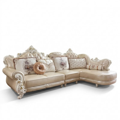 Eckcouch L-Form Wunnlandschaft Sofa Miwwelen Lieder Holz Sofa Chesterfield