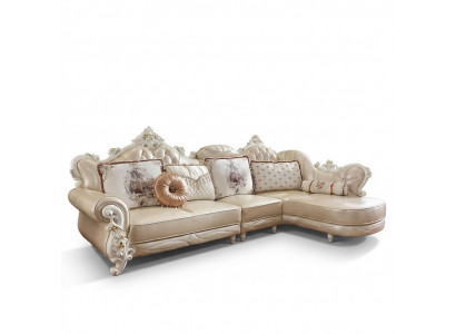 Eckcouch L-Form Wunnlandschaft Sofa Miwwelen Lieder Holz Sofa Chesterfield