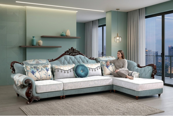 Klassesch Textil Couch Chesterfield Eckcanapé Eckpolster Polster Canapé