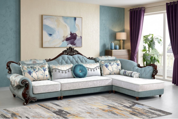 Klassesch Textil Couch Chesterfield Eckcanapé Eckpolster Polster Canapé