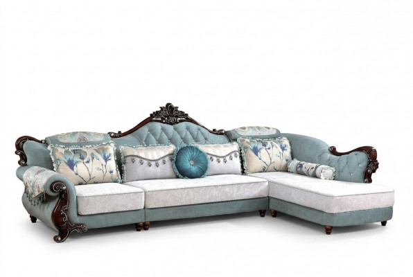 Klassesch Textil Couch Chesterfield Eckcanapé Eckpolster Polster Canapé