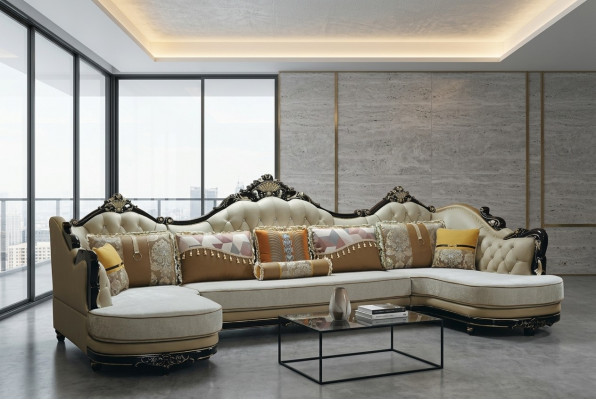 Sofas Wunnlandschaft Ecksofa Sofa Polster Couch Holz Textil Couchen