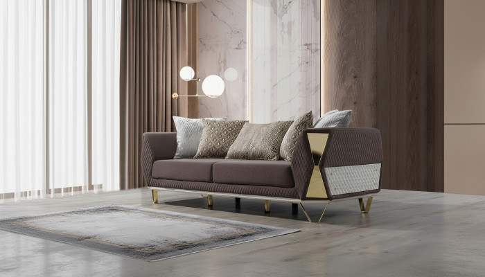 Dräisëtzer Sofa 3 Sëtz Sofas Wunnzëmmer Canapé Stoff Canapéë Miwwelen gro