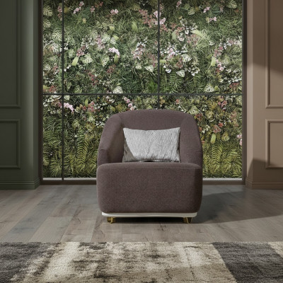 Sesselen Ëenzege Sëtz Sofa Canapé Wunnzëmmer Miwwelen Metall mat Textil