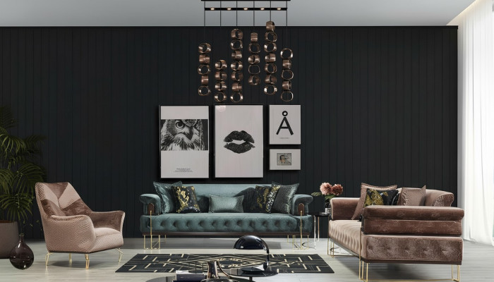 Canapéenensemble Sofa Garnitur Canapéën Fauteuil 3+3+1 Sëtz Stoff Modern