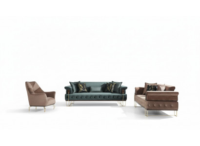 Canapéenensemble Sofa Garnitur Canapéën Fauteuil 3+3+1 Sëtz Stoff Modern