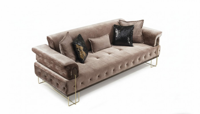 Luxus Drësëtzer brong Canapé 3 Sëtzer Canapéën Design Moderne Design Miwwelen