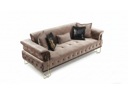 Luxus Drësëtzer brong Canapé 3 Sëtzer Canapéën Design Moderne Design Miwwelen