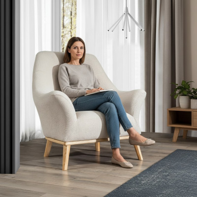 Relax Club Fauteuil 1 Sëtz wäiss Wunnzëmmer Luxus Design Miwwelen Textil