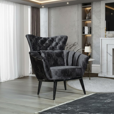 Miwwelen Design Sessel Modern Design Sessel Textil Wunnzëmmer schwaarz