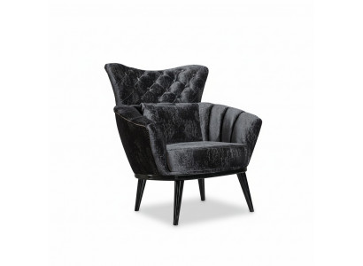 Miwwelen Design Sessel Modern Design Sessel Textil Wunnzëmmer schwaarz