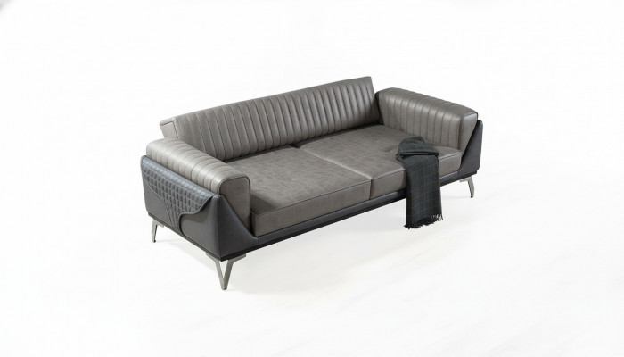 Sofa 3 Sëtzer Couch Holz Miwwelen Sofaen Couch Holz Liederimitation 240cm