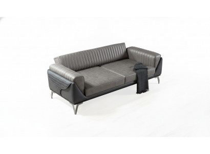 Sofa 3 Sëtzer Couch Holz Miwwelen Sofaen Couch Holz Liederimitation 240cm