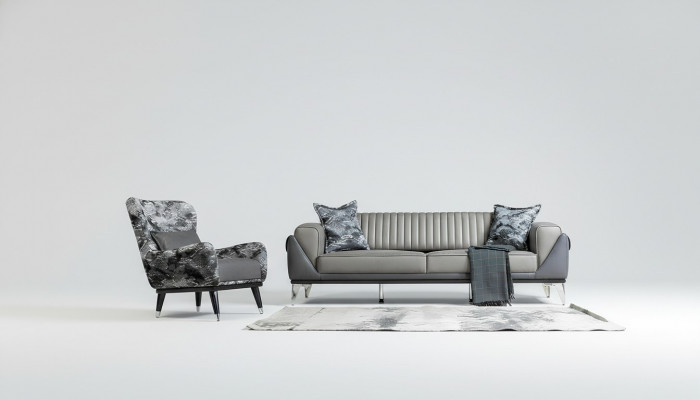 Sofa-Garnitur 3+1 Sëtzer Wunnzëmmer Garnitur Sofa Sëtzbeen Sofa Neit Gro
