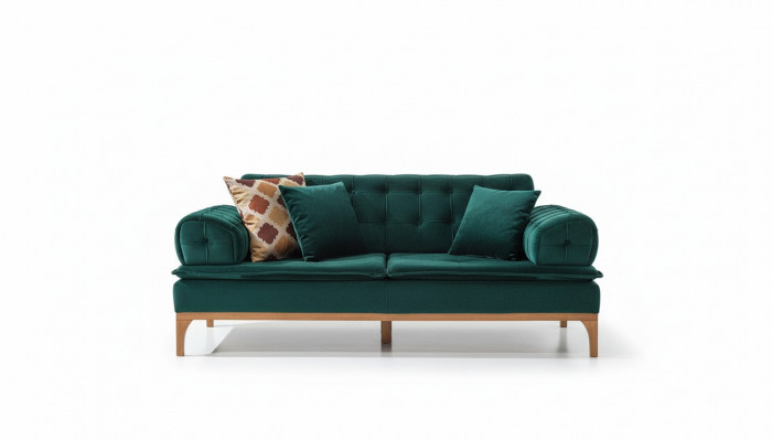 Luxus Sofa 3 Sëtzer Sofas Sëtz Stoff Design Miwwelen Stil Textil Nei gréng