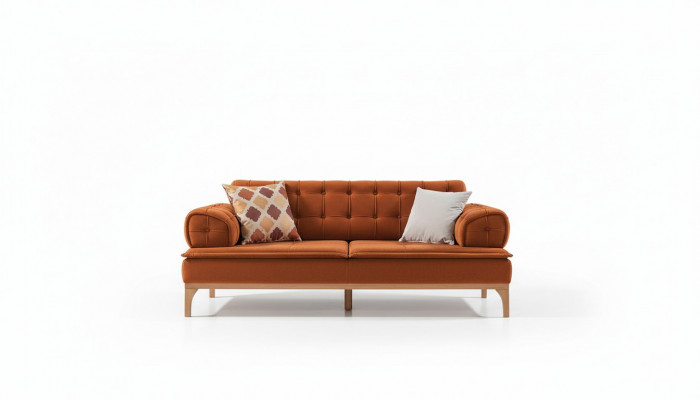 Sofagarnitur Garnitur Sofaen Sofa Fotell Dräisëtzer 3+1 Sëtzer Orange