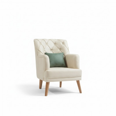 Wunnzëmmer Fotell Miwwelen Modern Stoff Lounge Textil Kënschtlech Lieder beige